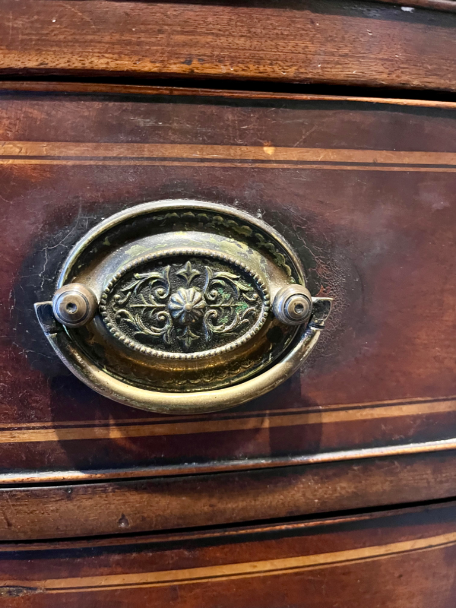 Large Antique 19th Century Regency Period Bow Fronted Chest Of Drawers C 1810