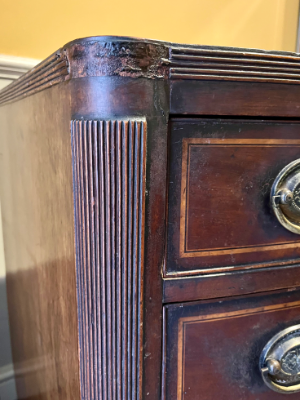 Large Antique 19th Century Regency Period Bow Fronted Chest Of Drawers C 1810