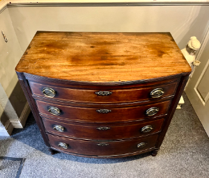 Large Antique 19th Century Regency Period Bow Fronted Chest Of Drawers C 1810