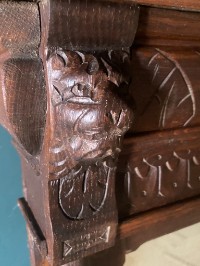 Large Antique French Mantle Mirror Carved Wood Frame Original Mercury Pier Glass