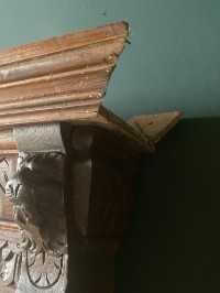 Large Antique French Mantle Mirror Carved Wood Frame Original Mercury Pier Glass