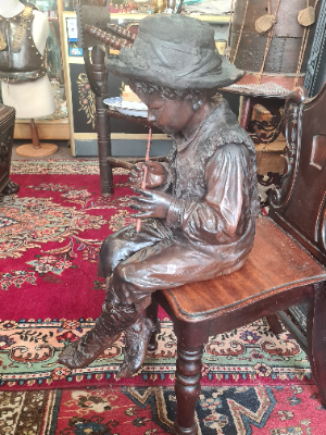 Large Bretby Terracotta Figure Of A Boy Clasping A Flute