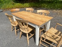 Large Painted Pine Kitchen Dining Farmhouse Refectory Table Seats 6 Comfortably