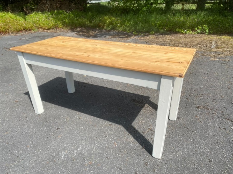 Large Painted Pine Kitchen Dining Farmhouse Refectory Table Seats 6 Comfortably