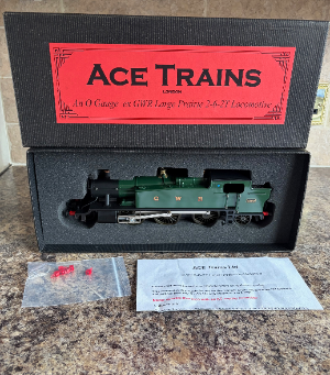 A lovely Large Prairie 2-6-2 6106 Green 0 Gauge Locomotive in box. Unused. Sold on consignment.

Condition: Excellent
Operation: 2 & 3 Rail
DCC Status: Analogue
Original Box: Yes
Instructions: Included
Model Number: 6106
Manufacturer: Ace Trains
Scale: O Gauge
Model Type: Steam Locomotive
Livery: Green