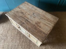 Large Rustic Indian Hardwood Coffee Table Storage Chest Cupboard Original Paint
