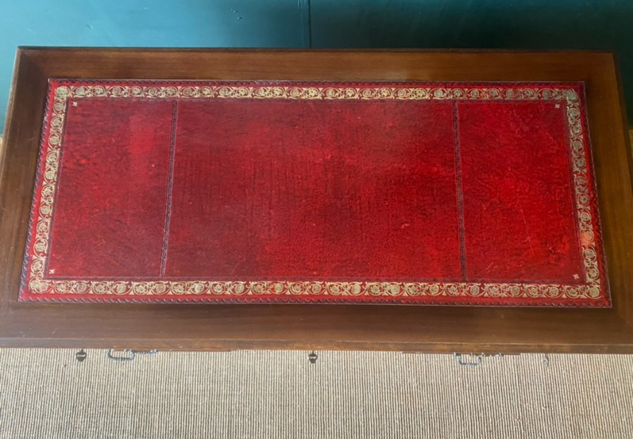 Large Vintage 19th Century Style Antique Reproduction Pedestal Desk + Keys VGC