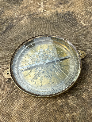 Late 18th Century Brass Surveying Compass with Rock Crystal Front.