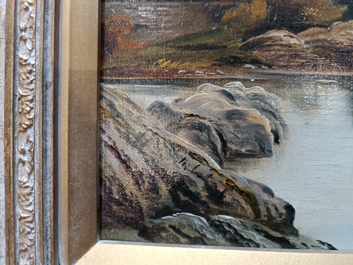 Discover the enchanting 19th c. oil on canvas river landscape painting by renowned artist George Willis Pryce. Get captivated by its rustic beauty. Grab this masterpiece now!