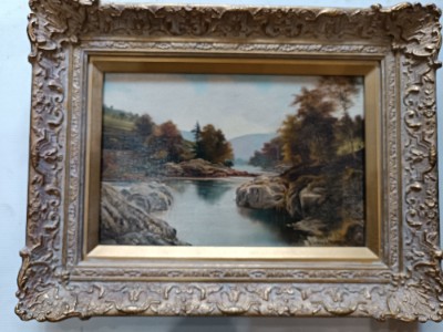 Late 19 Th C Oil On Canvas River Landscape Painting By George Willis Pryce