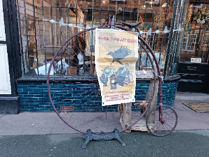 Late 19th Century 54" Penny Farthing With Victorian Bike Rack