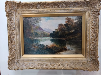 Late 19th Century River Landscape Scene Oil Painting,Signed By George Willis Pryce.  By