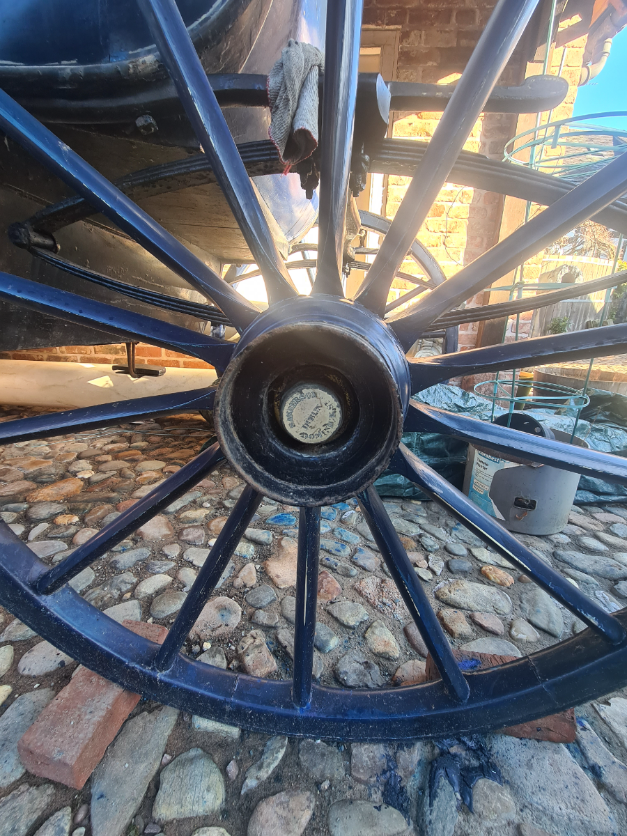 Discover our 1860 Brougham horse-drawn carriage by Frederick Sanderson. Built for comfort and city travel, it seats 2-4 people. Come view this historical gem today.