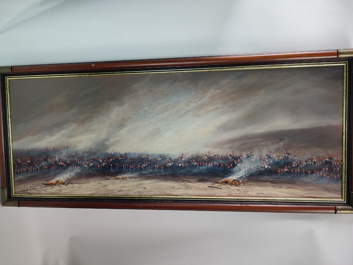 Discover Nance's intensive "British vs French cavalry" artwork. Vivid colors, detailed scenes. Add elegance to your home. 52" X 22" framed size. Buy now!
