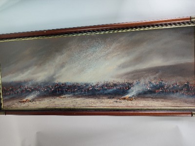 Discover Nance's intensive "British vs French cavalry" artwork. Vivid colors, detailed scenes. Add elegance to your home. 52" X 22" framed size. Buy now!