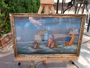 Oil Painting Of Britannia Ruling The Waves, Probably Late 19th Century