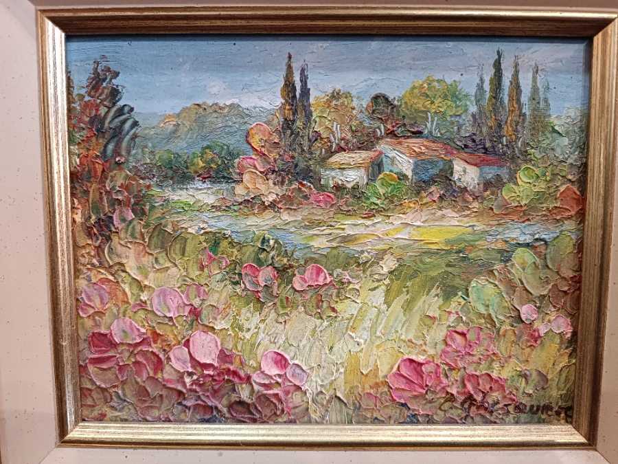 Oil Painting, Provence Landscape Scene Signed By Christophe Ghesquiere