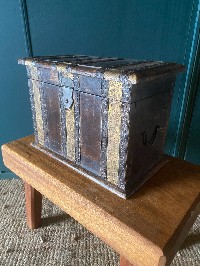 Old handmade Indian Eastern hardwood treasure chest Vintage deed Storage box