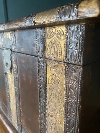 Old handmade Indian Eastern hardwood treasure chest Vintage deed Storage box