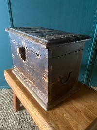Old handmade Indian Eastern hardwood treasure chest Vintage deed Storage box