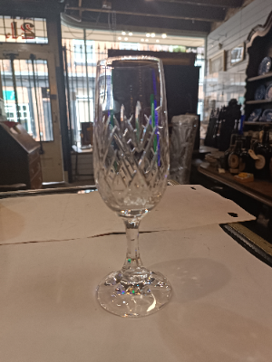 One Champagne Flute Cut Glass
