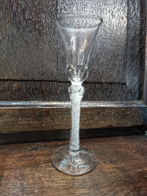 Opaque Twist With Inner Mercury Twist Stem, Thistle Bowl Circa 1755