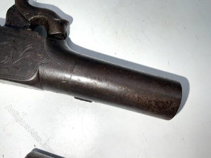 Drop down triggers twist off barrels both in very good condition by the famous gunsmith Younge of Sheffield circa 1850's one in prtfect working order both of their spring are in good order but one pistol has problem with its action as has become jammed the trigger won't drop and it cocks sometimes, needs attention, hence price, reference DRC5  Tel: +44 7505 165 843 We accept online payments for all our items listed: Bank transfer cash on collection or if wishing over the phone using your debit or credit cards, also doing layby payments plan, or email giving your address details & contact number and we shall send you your items invoice to make payment with your card. Send your request to - john.strong2@gmail.com