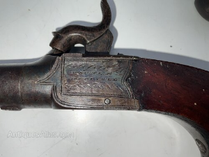 Drop down triggers twist off barrels both in very good condition by the famous gunsmith Younge of Sheffield circa 1850's one in prtfect working order both of their spring are in good order but one pistol has problem with its action as has become jammed the trigger won't drop and it cocks sometimes, needs attention, hence price, reference DRC5  Tel: +44 7505 165 843 We accept online payments for all our items listed: Bank transfer cash on collection or if wishing over the phone using your debit or credit cards, also doing layby payments plan, or email giving your address details & contact number and we shall send you your items invoice to make payment with your card. Send your request to - john.strong2@gmail.com