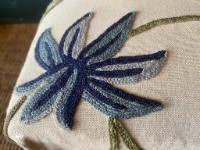 PAIR Of Crewelwork Embroidery Upholstered Antique Oak Kitchen Dining Chairs VGC