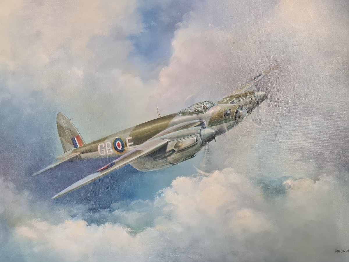 Painting Of A Mosquito Fighter By Bill Cockburn