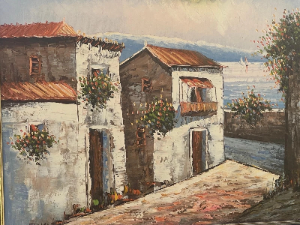 Pair Of Mediterranean Impressionist Coastal Scene Oil Paintings Signed

Circa - 1970
Composition Oil On Canvas 

Listing Description 

Pair Of Mediterranean Coastal Scene Oil Paintings With Both Scenes Admiring The View Through Rustic White Buildings With Terracotta Tiled Roofs, Onto Idyllic Ocean Waters In The Background. 

Vibrant Scenes, Vivid Colour Palettes Set In Wood Frames With Gilt Moulding. Signed by Artist BILLA.

Dimensions In Cms 

Height X Width