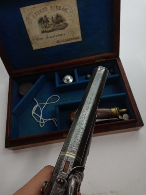 Explore our 1840 Percussion Pistol collection, beautifully engraved with London Fine Twist. In excellent condition, this piece is a must-have for antique firearm collectors. Shop now!