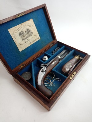 Explore our 1840 Percussion Pistol collection, beautifully engraved with London Fine Twist. In excellent condition, this piece is a must-have for antique firearm collectors. Shop now!