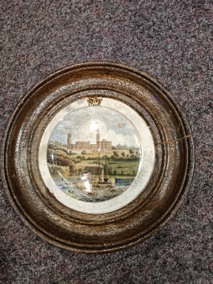 Prattware Osborne House Scene With Wooden Frame19th Century