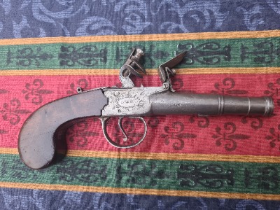 Queen Anne Style English Flintlock Muff Pistol