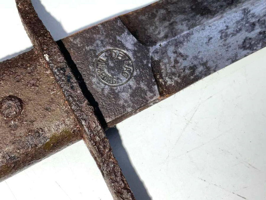 RARE German WWI DEMAG Crank Handle Trench Knife Bayonet with scabbard