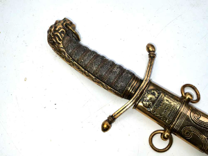 Good looking item, EW Seagrave outfitter, nice aged scabbard no damage the gilt brass works superb not perfect as these were not just for display, length of 48cm across guard being 11cm depth of 25mm, reference BBD1 Tel: +44 7505 165 843 We accept online payments for all our items listed: Bank transfer cash on collection or if wishing over the phone using your debit or credit cards, also doing layby payments plan, or email giving your address details & contact number and we shall send you your items invoice to make payment with your card. Send your request to - john.strong2@gmail.com