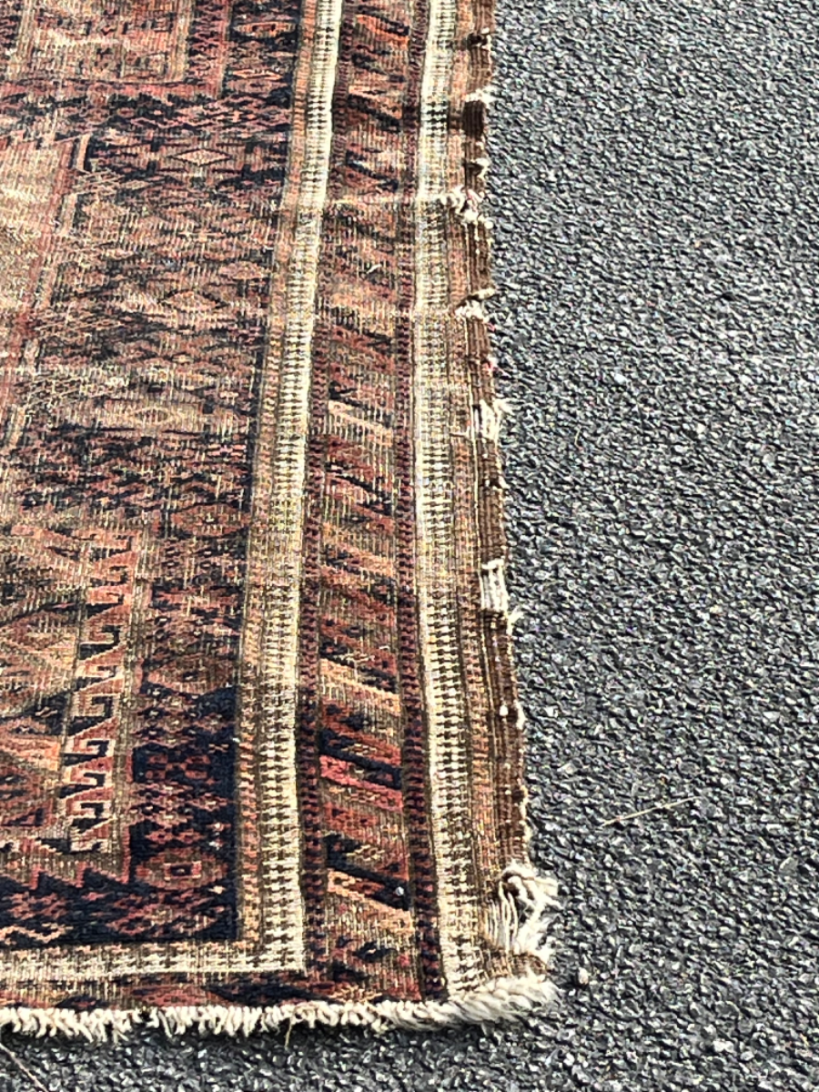 Rare 17th Century Worn Antique Hand Knotted Pure Wool Eastern Rug 86cm X 160cm