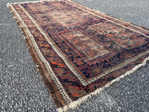 Rare 17th Century Worn Antique Hand Knotted Pure Wool Eastern Rug 86cm X 160cm