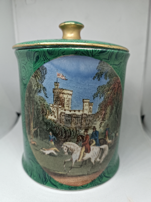 Rare 19th Century Malachite Prattware Tobacco/Biscuit Jar