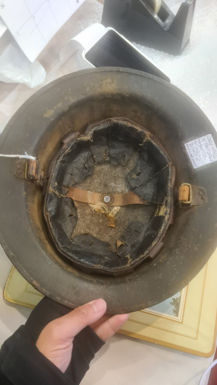 Rare WW1 C1916 Rimmed "Magnetic" Brodie Steel Helmet