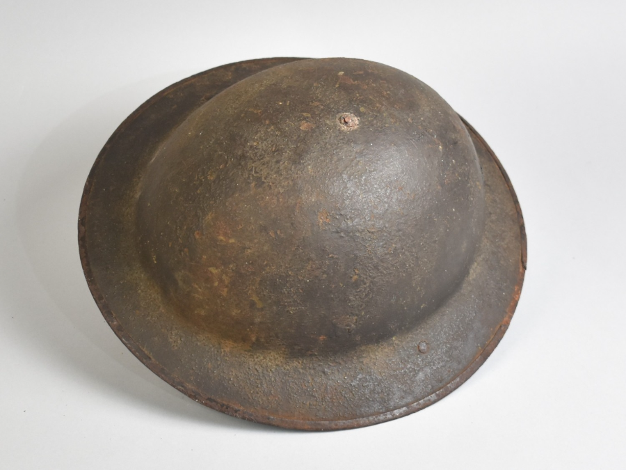 Rare WW1 C1916 Rimmed "Magnetic" Brodie Steel Helmet