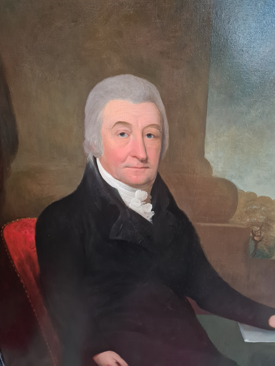 Discover our exquisite 1805 Keeling oil-on-canvas portrait of the iconic Rev. Robert Hill. Marvel at its relined, reframed beauty and historical prestige. Act now to own a piece of 18th-century history.