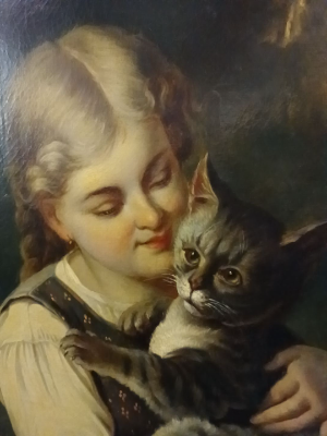 Explore Victorian art with our collection featuring Rudolf Epp's large oil portraits. See a young girl & her cat in a stunningly detailed piece. Shop now!