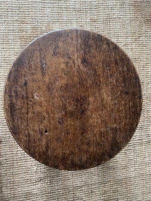 Rustic Country Arts & Crafts Oak Vintage Antique Occasional Round Coffee Table