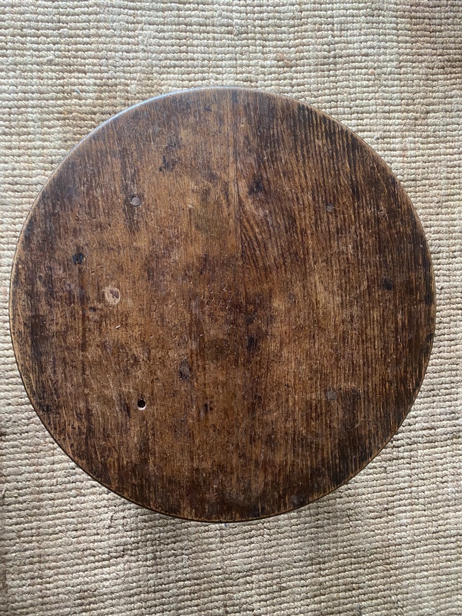 Rustic Country Arts & Crafts Oak Vintage Antique Occasional Round Coffee Table