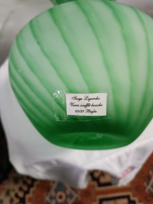 Serge Ligardes, 20th Century Studio Green Glass Vase