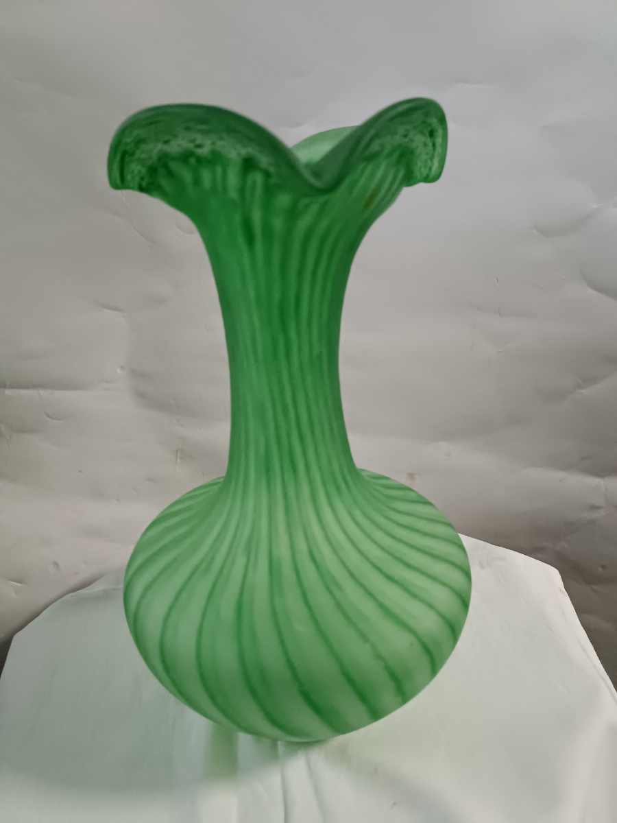 Serge Ligardes, 20th Century Studio Green Glass Vase