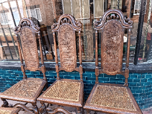 Find unique, authentic 19th-century William & Mary style oak dining chairs at our store. Embrace history with high-back designs, caned seats, scroll moulded legs. Shop now!