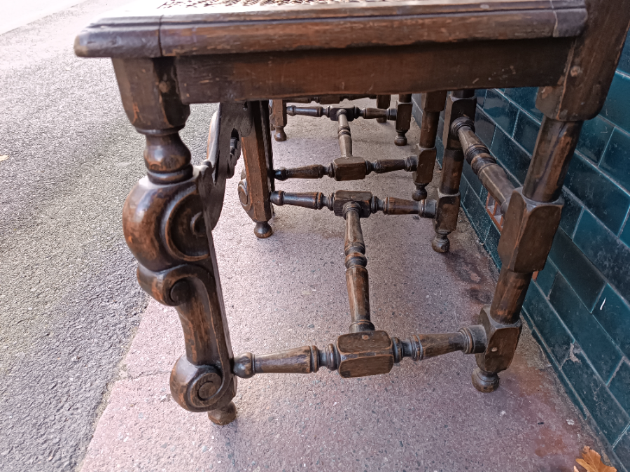 Find unique, authentic 19th-century William & Mary style oak dining chairs at our store. Embrace history with high-back designs, caned seats, scroll moulded legs. Shop now!